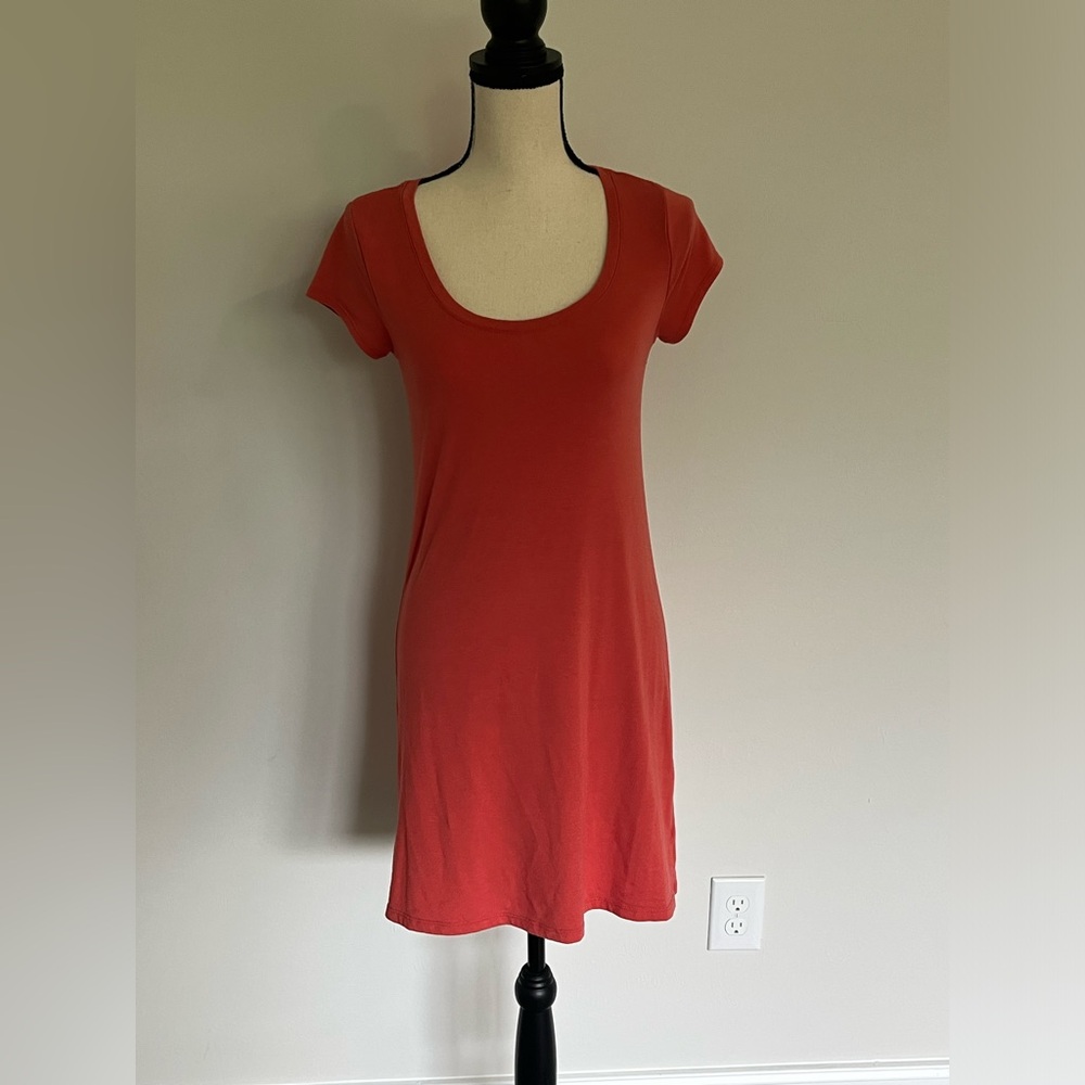 Soft stretchy orange casual tee dress